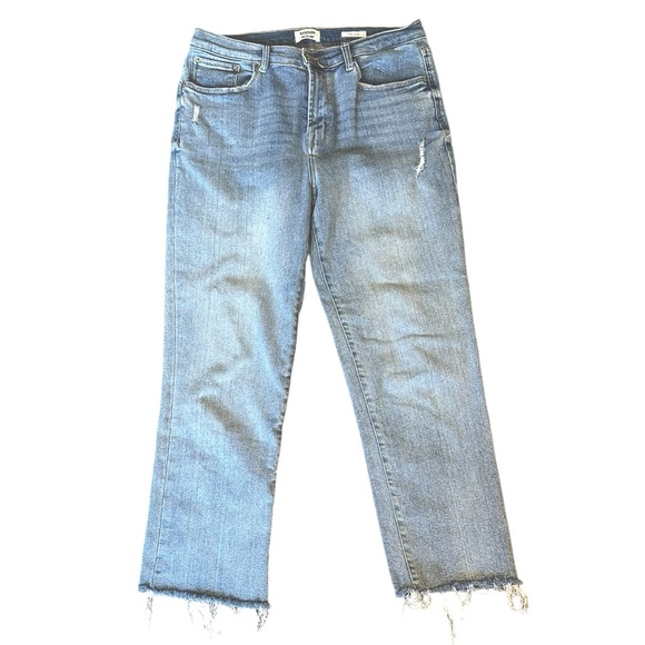 Kensie Denim - KENSIE JEANS Vintage Luxe The Slim distressed raw hem straight leg crops 12/31